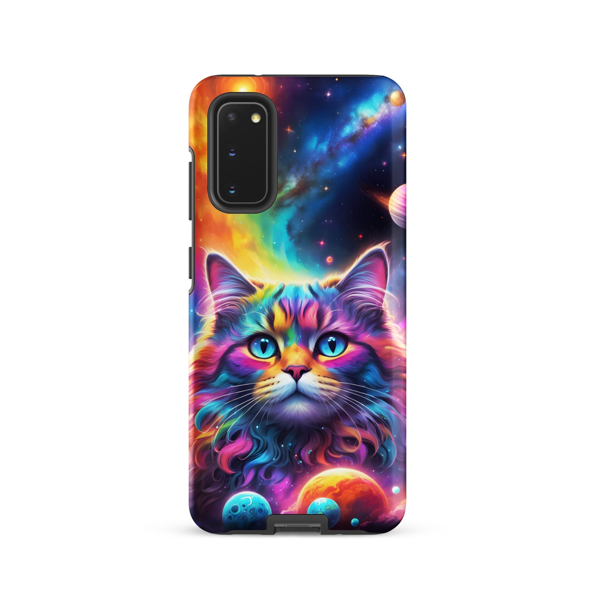 Carcasa resistente para Samsung - gato cósmico, galaxia y planetas - CeluMovil