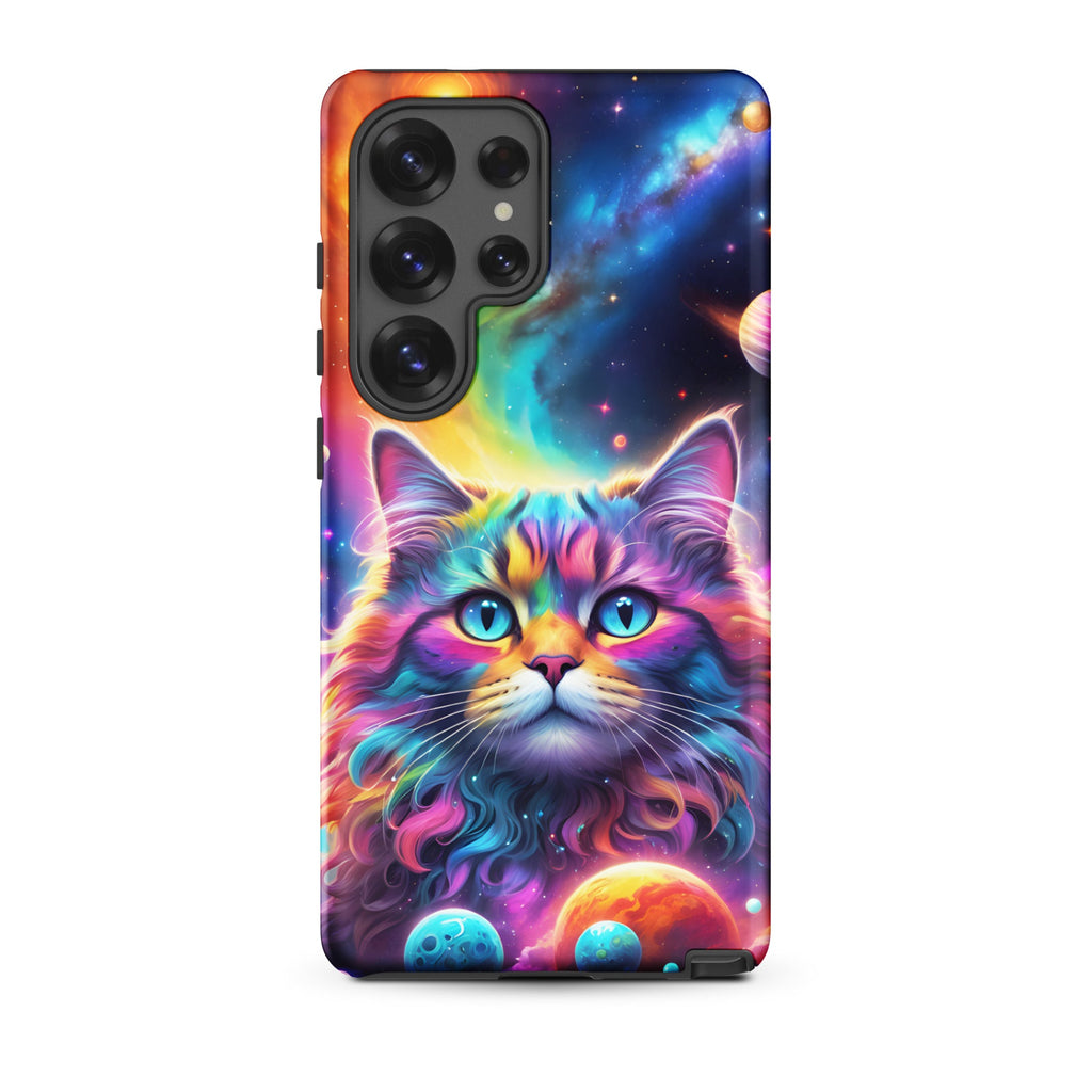 Carcasa resistente para Samsung - gato cósmico, galaxia y planetas - CeluMovil