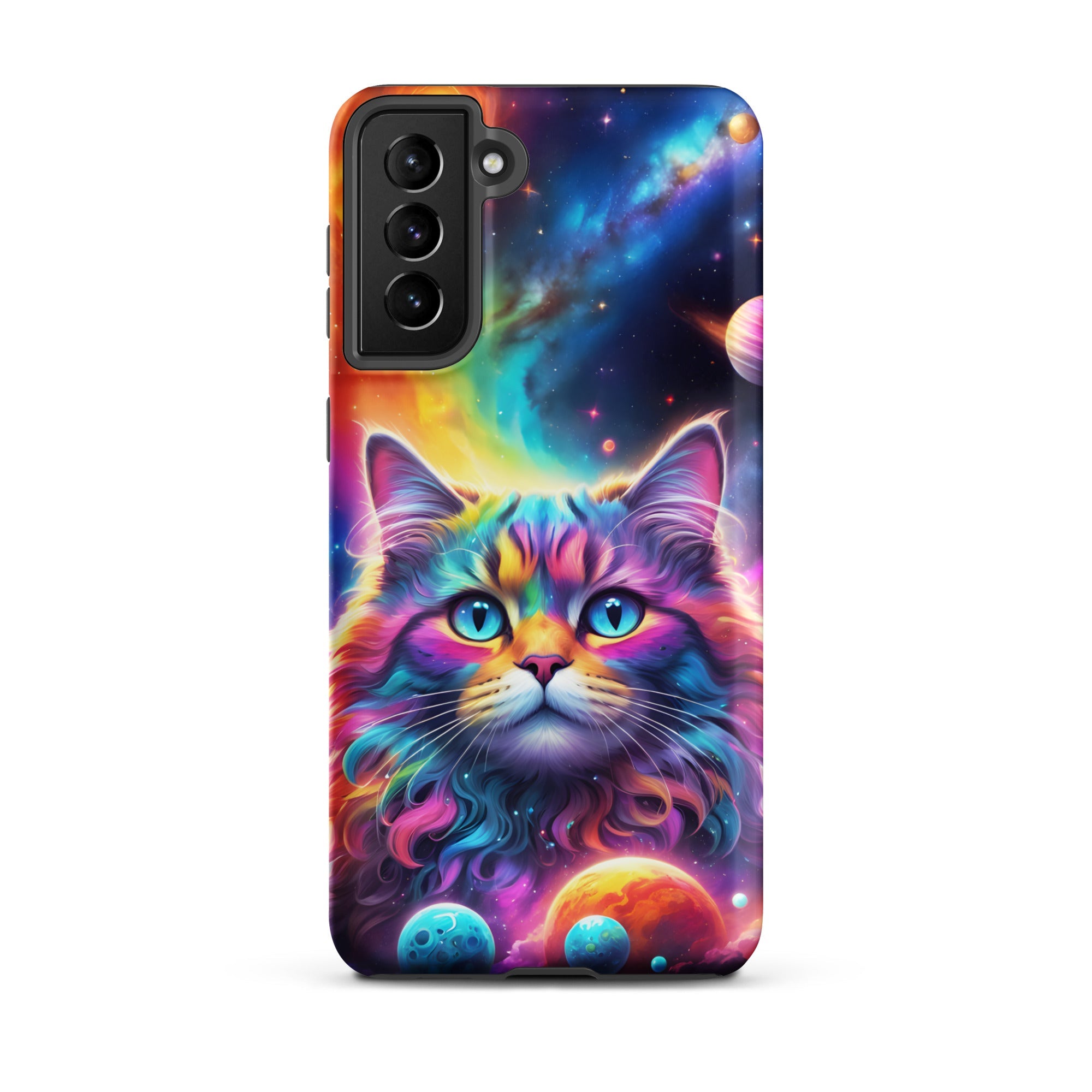 Carcasa resistente para Samsung - gato cósmico, galaxia y planetas - CeluMovil