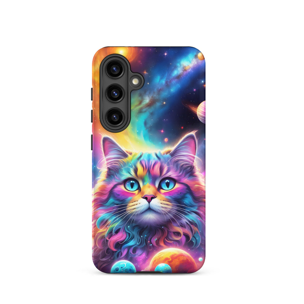 Carcasa resistente para Samsung - gato cósmico, galaxia y planetas - CeluMovil