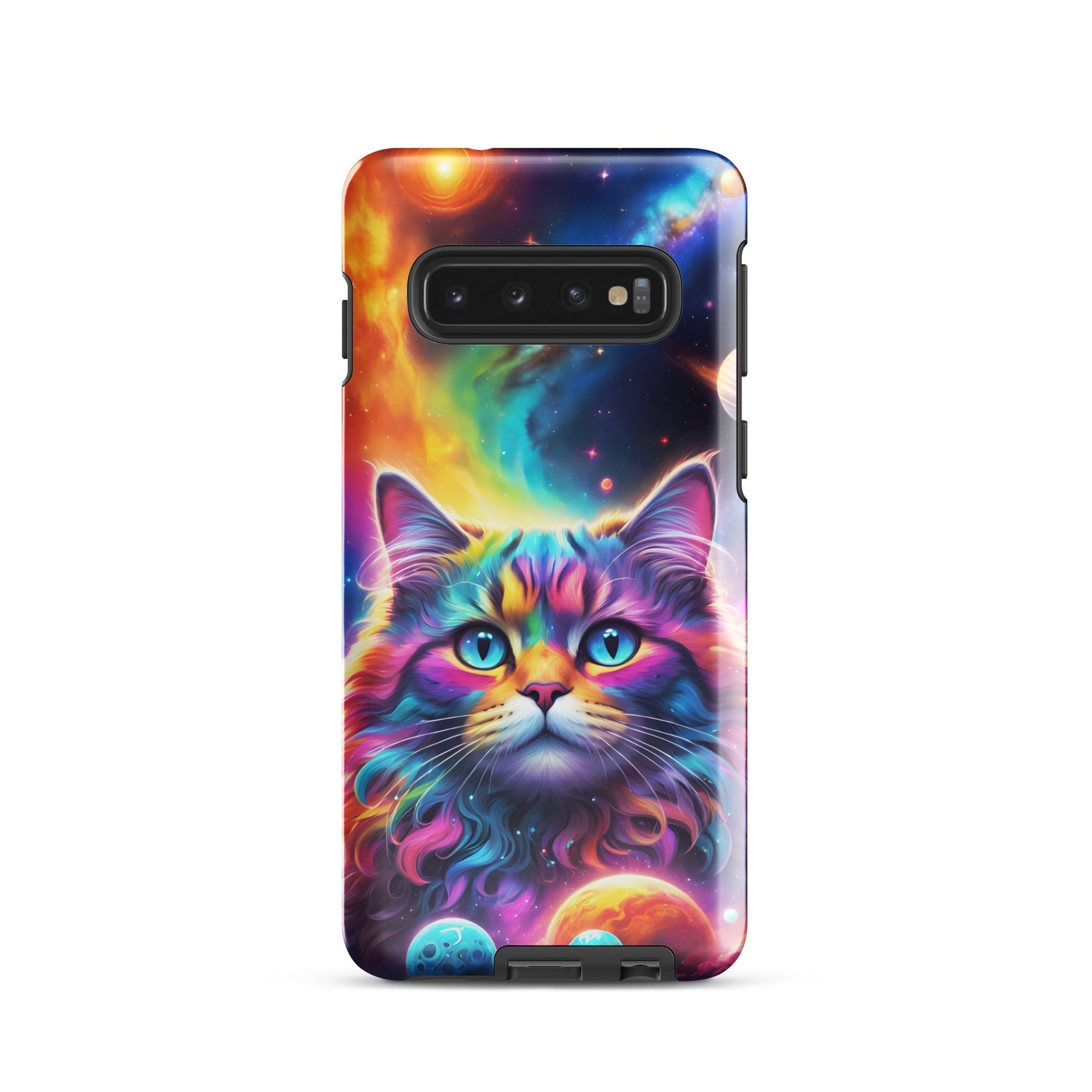 Carcasa resistente para Samsung - gato cósmico, galaxia y planetas - CeluMovil
