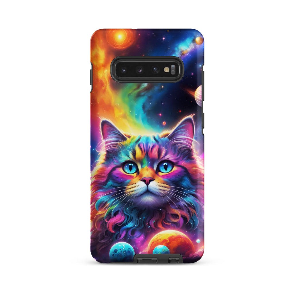 Carcasa resistente para Samsung - gato cósmico, galaxia y planetas - CeluMovil