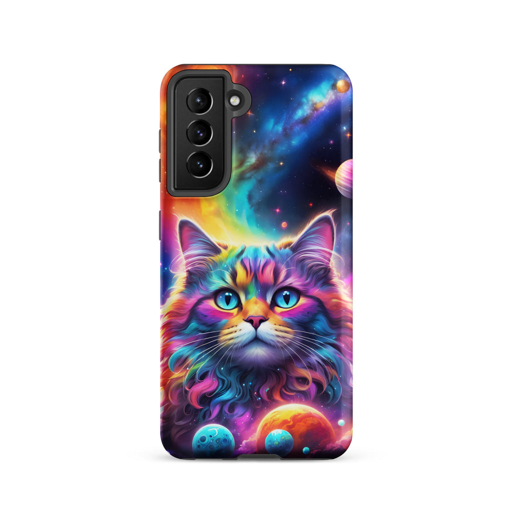Carcasa resistente para Samsung - gato cósmico, galaxia y planetas - CeluMovil