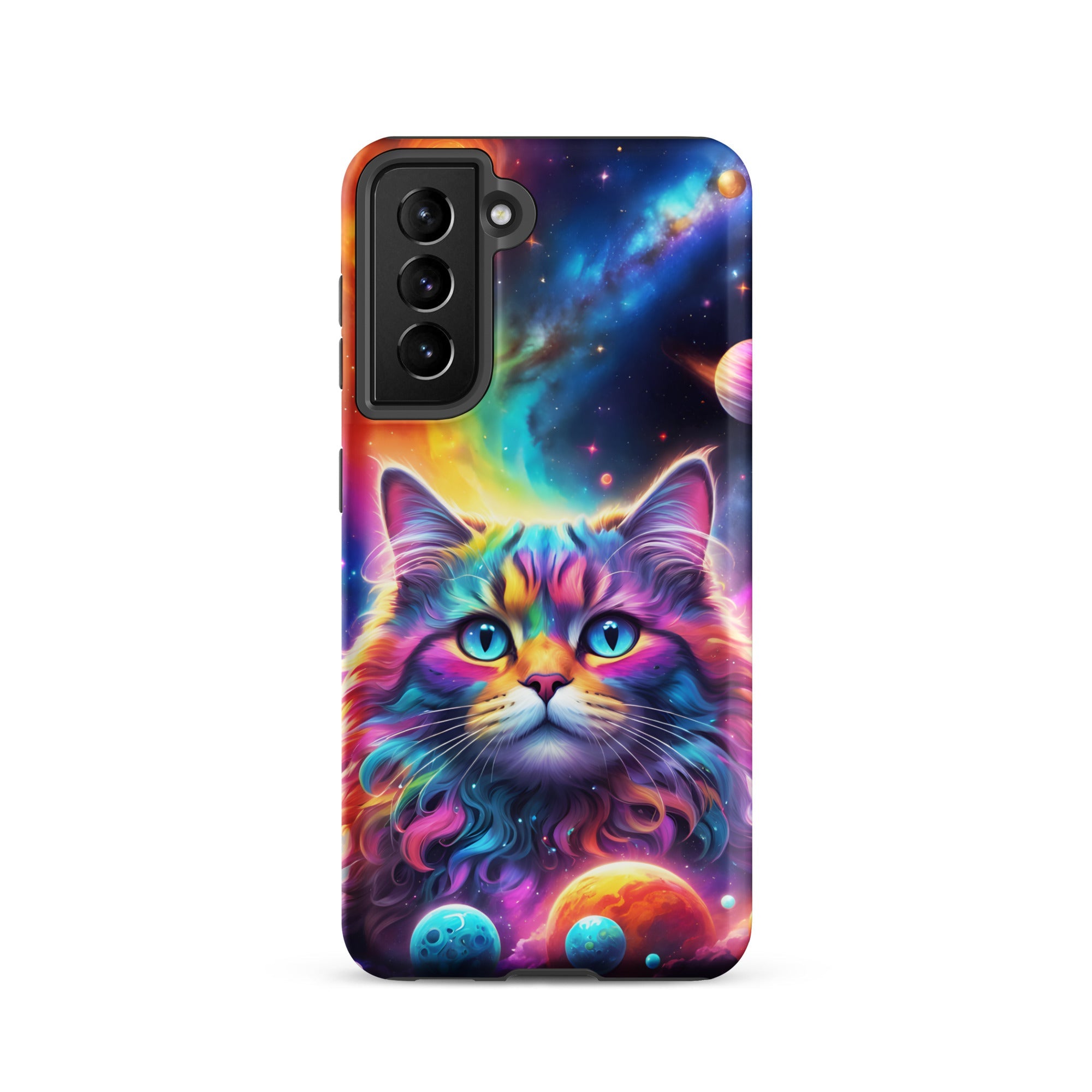 Carcasa resistente para Samsung - gato cósmico, galaxia y planetas - CeluMovil