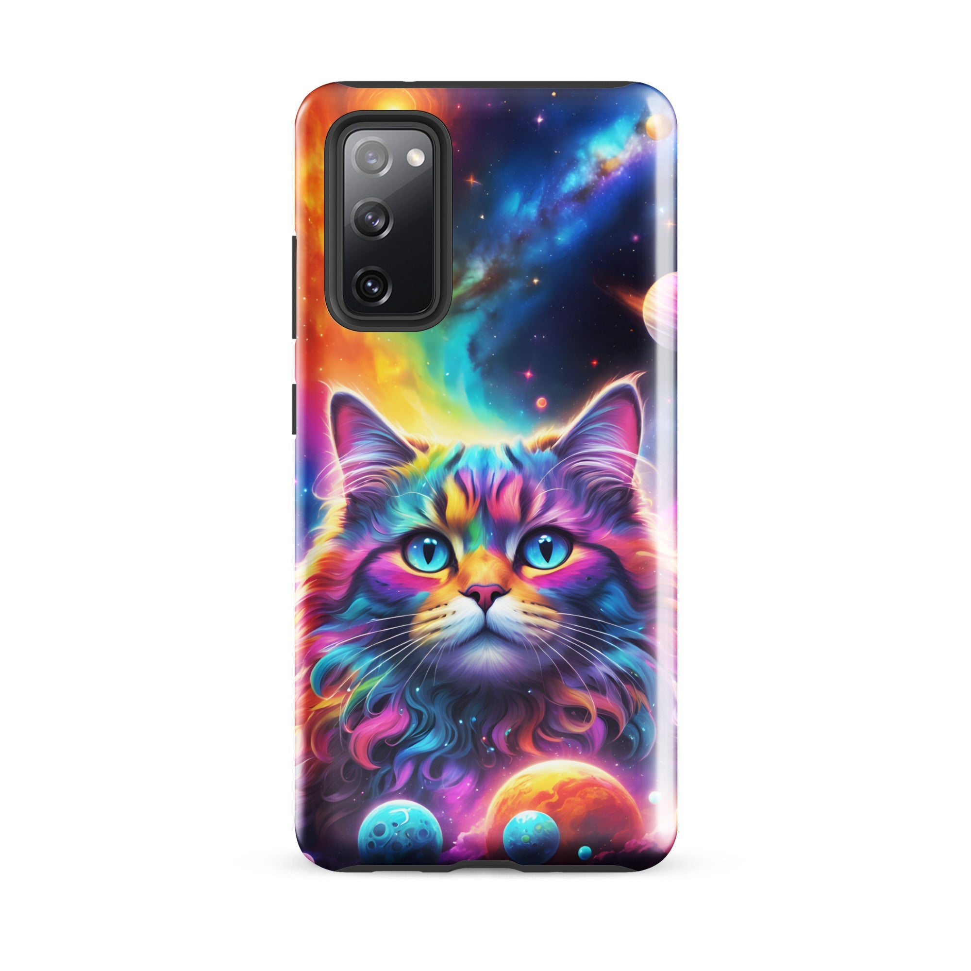 Carcasa resistente para Samsung - gato cósmico, galaxia y planetas - CeluMovil