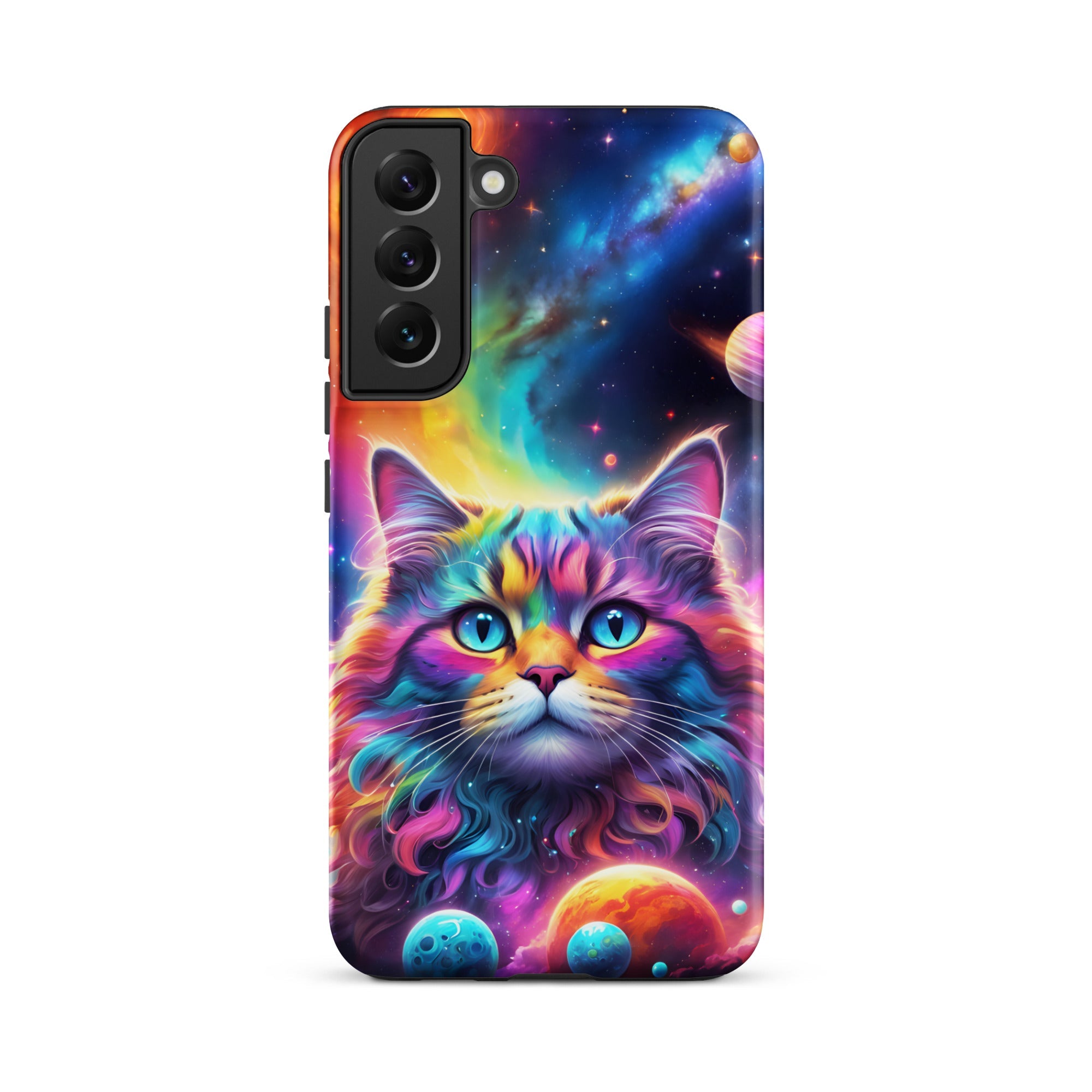 Carcasa resistente para Samsung - gato cósmico, galaxia y planetas - CeluMovil