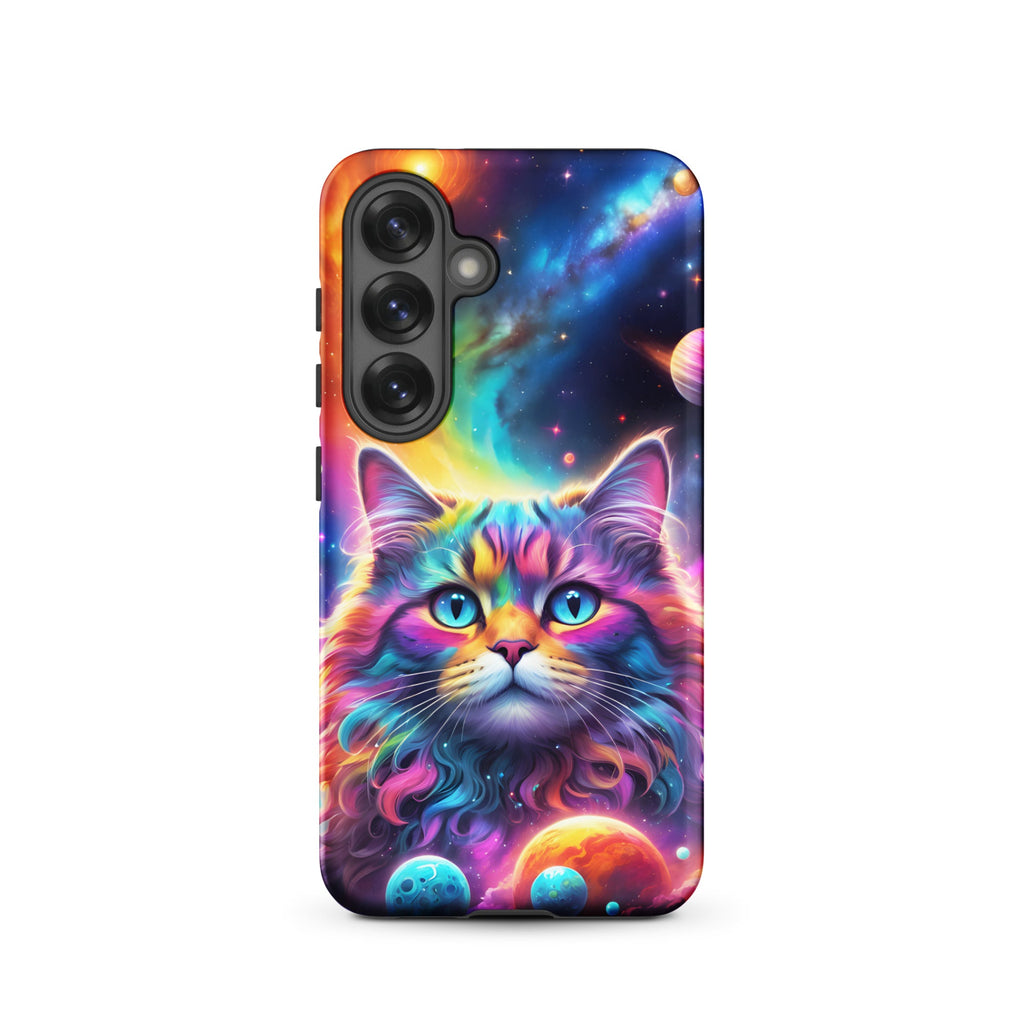 Carcasa resistente para Samsung - gato cósmico, galaxia y planetas - CeluMovil