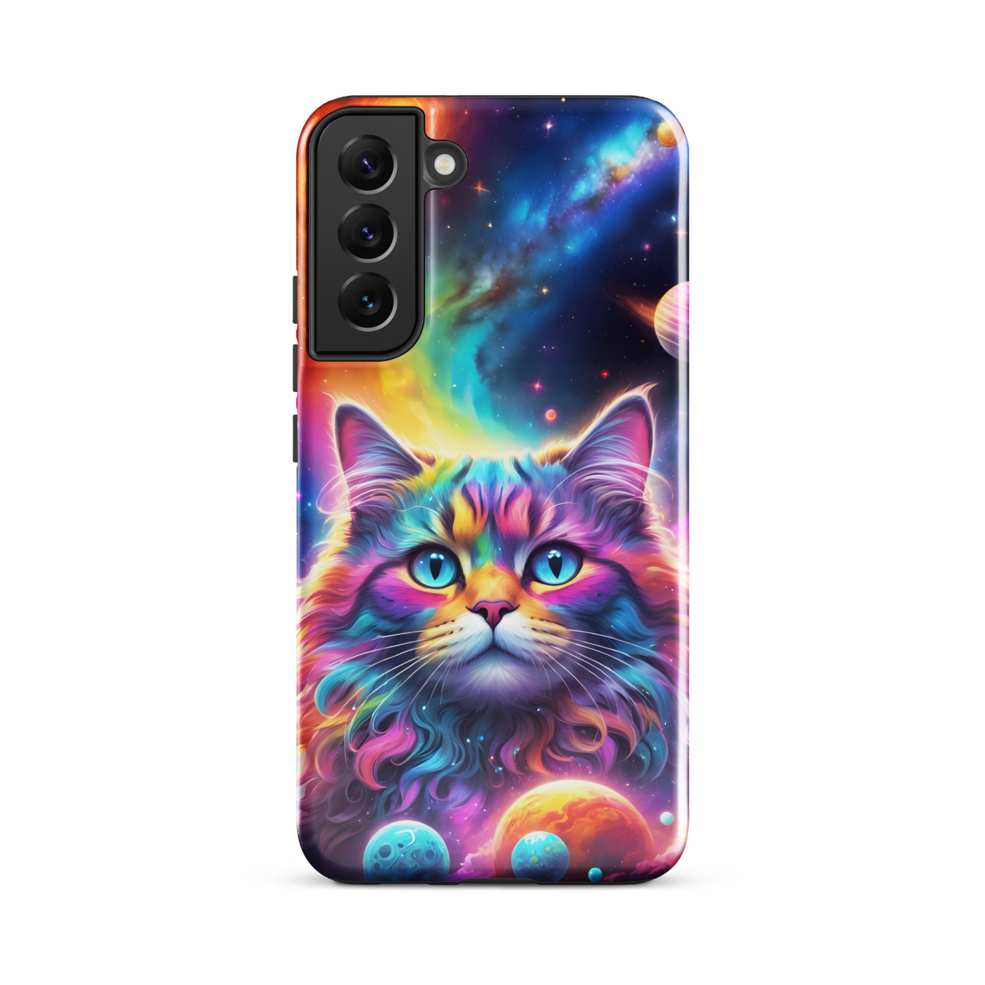 Carcasa resistente para Samsung - gato cósmico, galaxia y planetas - CeluMovil