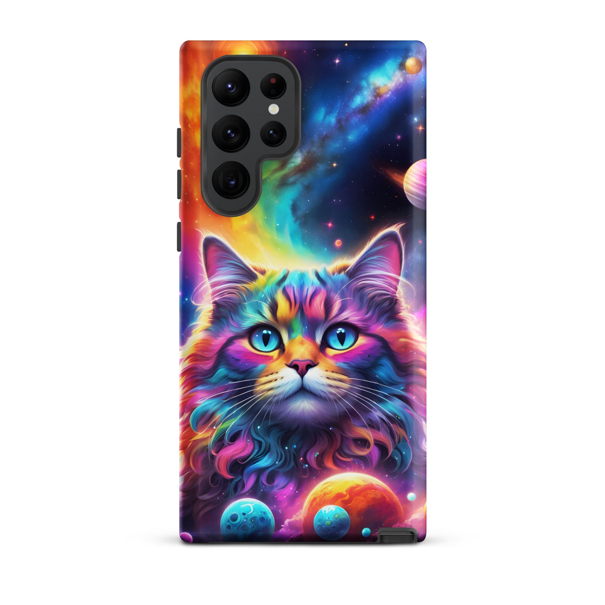 Carcasa resistente para Samsung - gato cósmico, galaxia y planetas - CeluMovil
