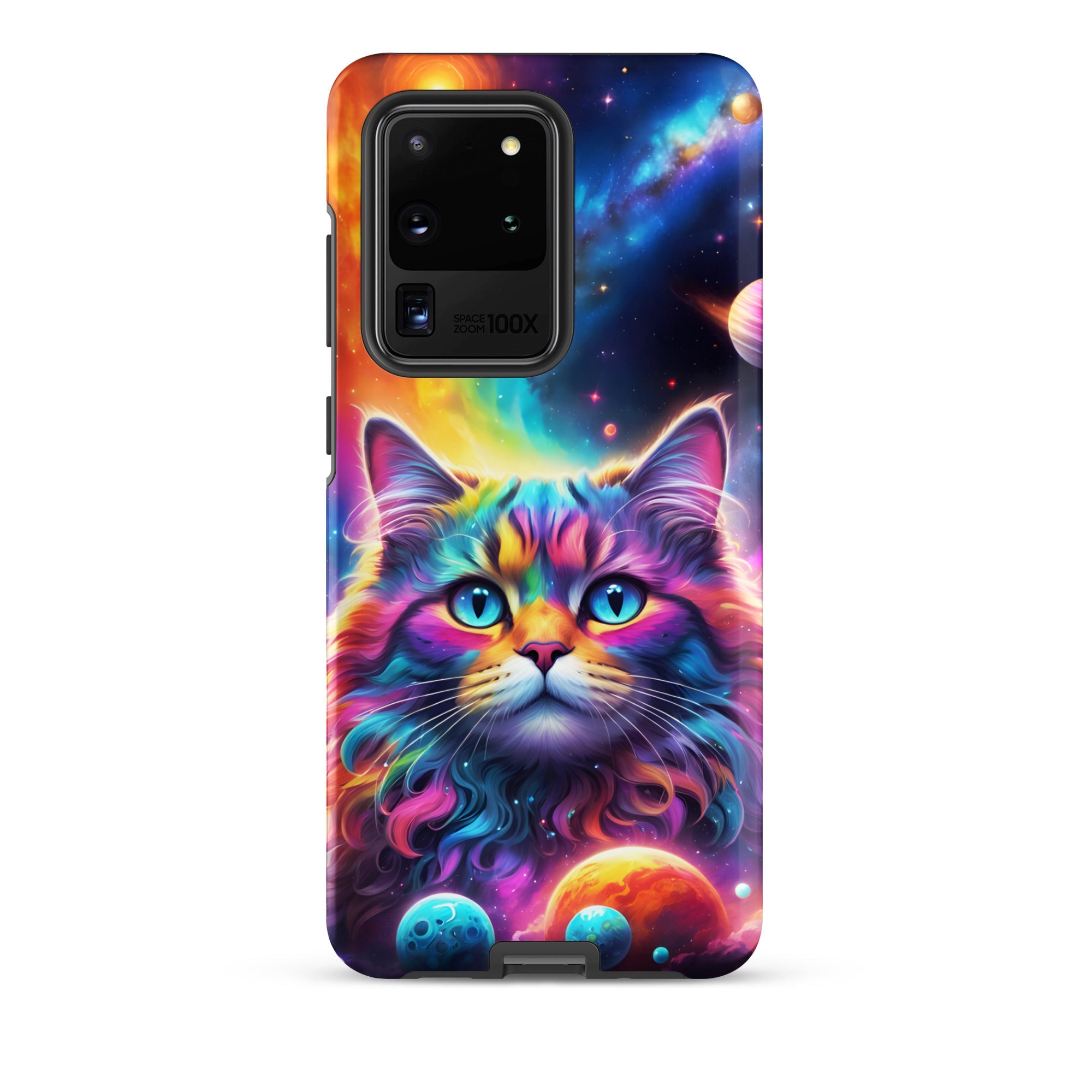 Carcasa resistente para Samsung - gato cósmico, galaxia y planetas - CeluMovil