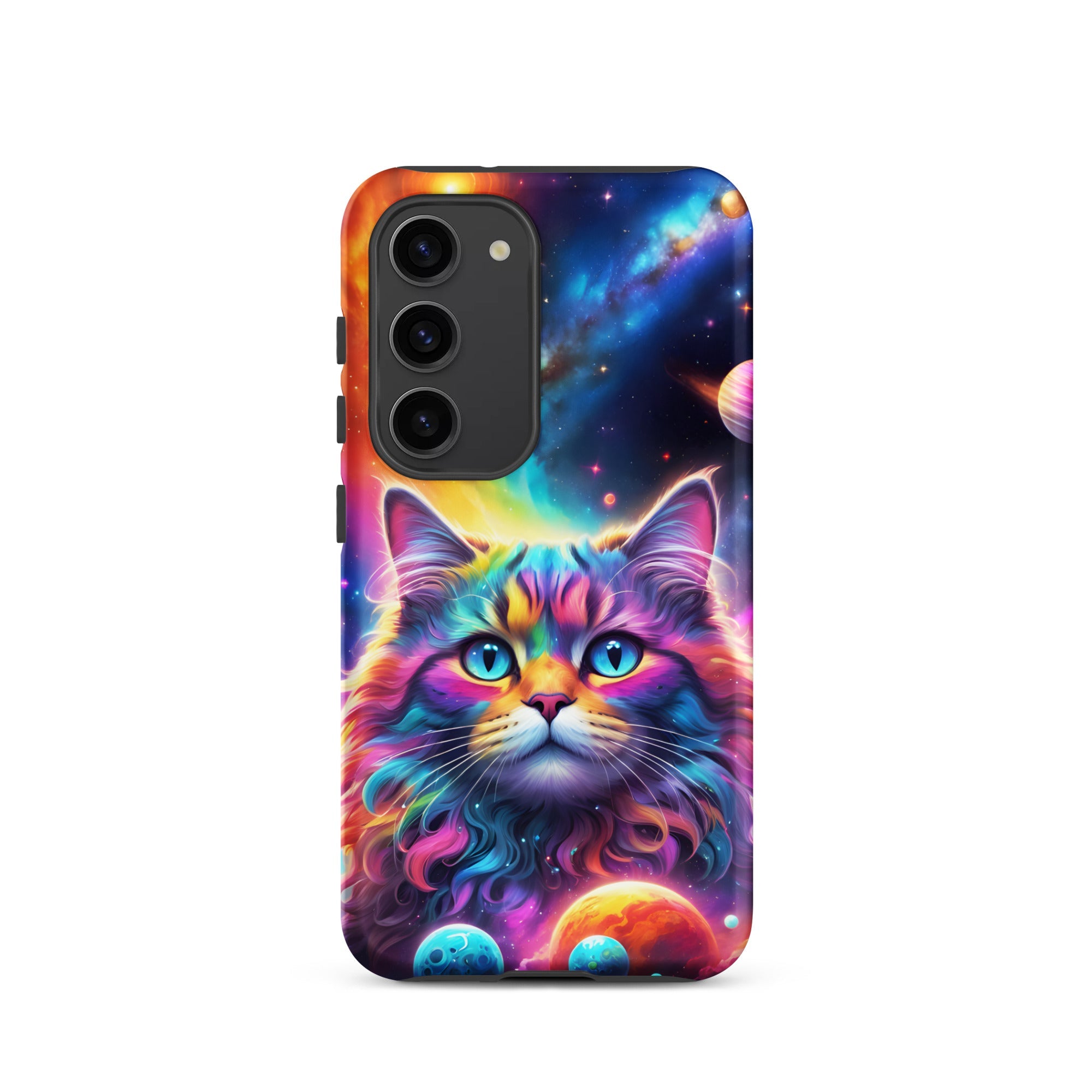 Carcasa resistente para Samsung - gato cósmico, galaxia y planetas - CeluMovil