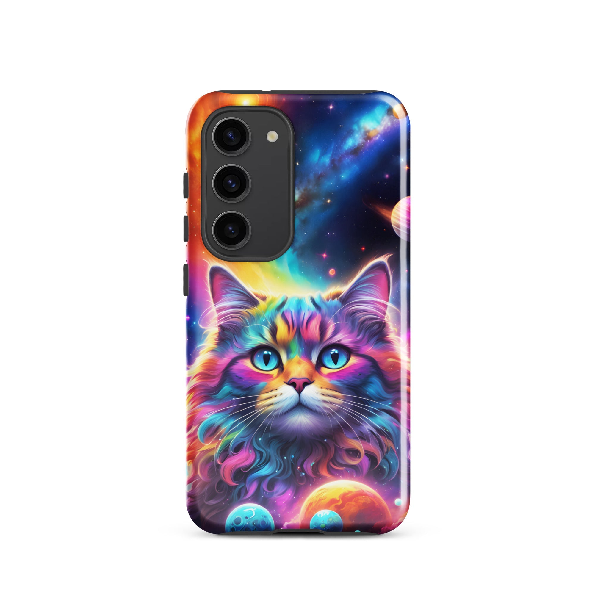 Carcasa resistente para Samsung - gato cósmico, galaxia y planetas - CeluMovil