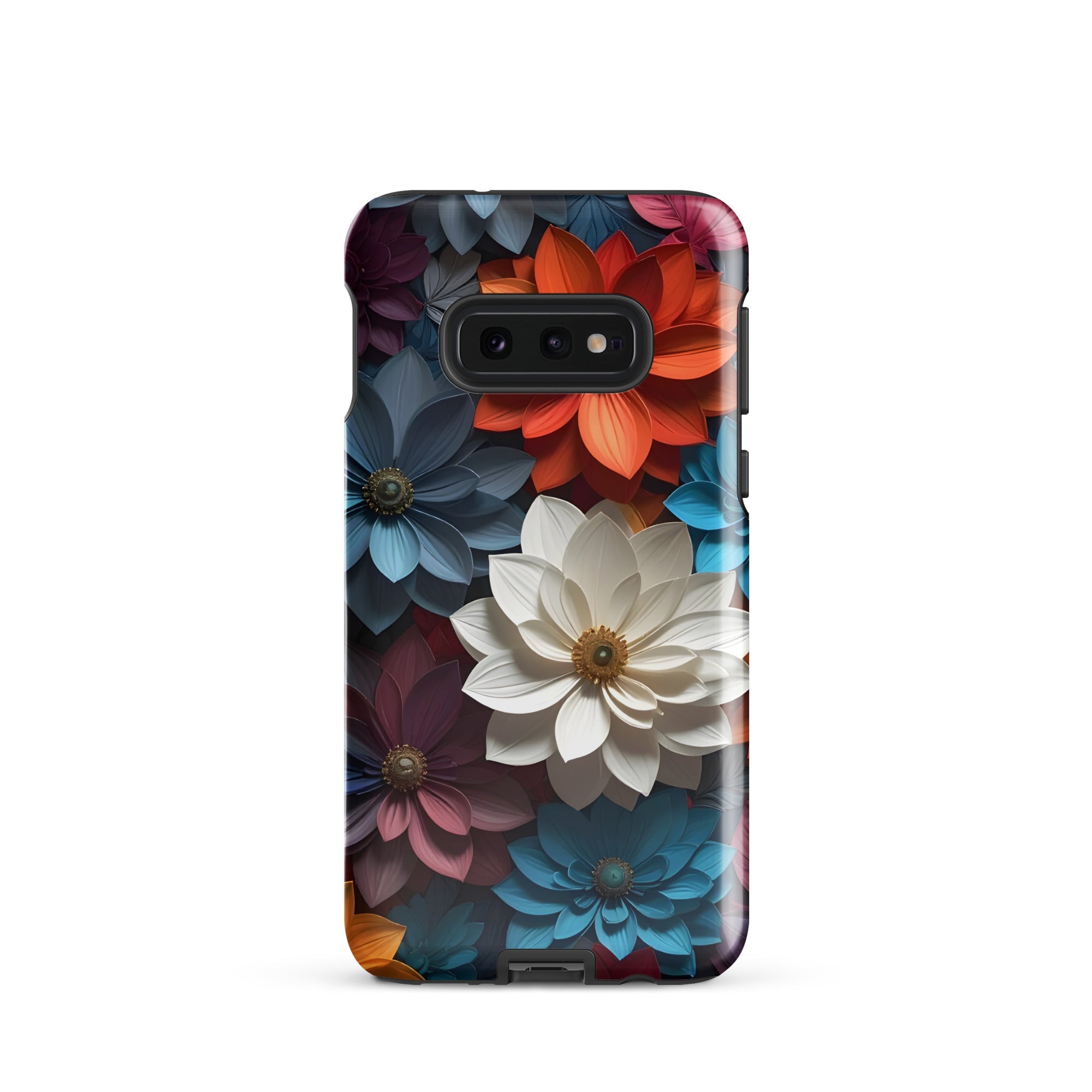 Carcasa resistente para Samsung – Midnight Paper Blooms con diseño floral 3D - CeluMovil