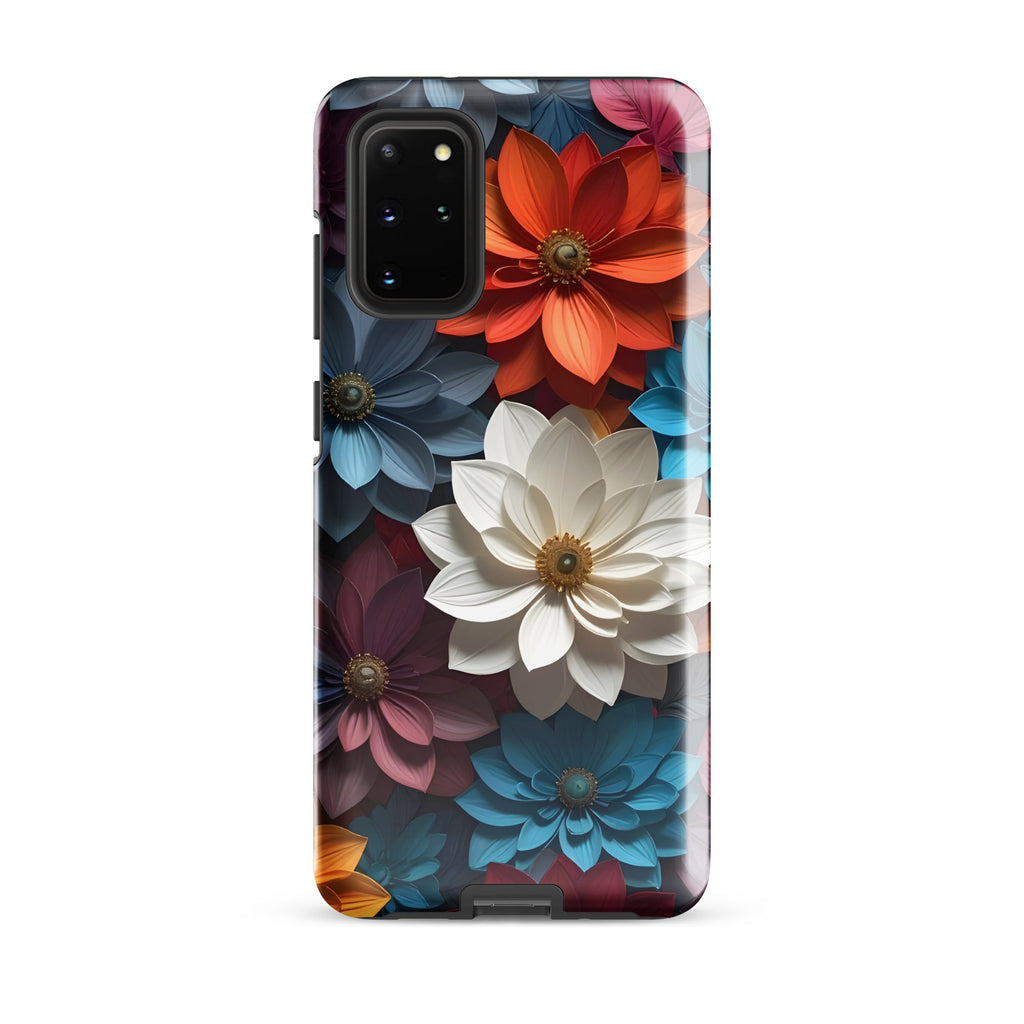 Carcasa resistente para Samsung – Midnight Paper Blooms con diseño floral 3D - CeluMovil