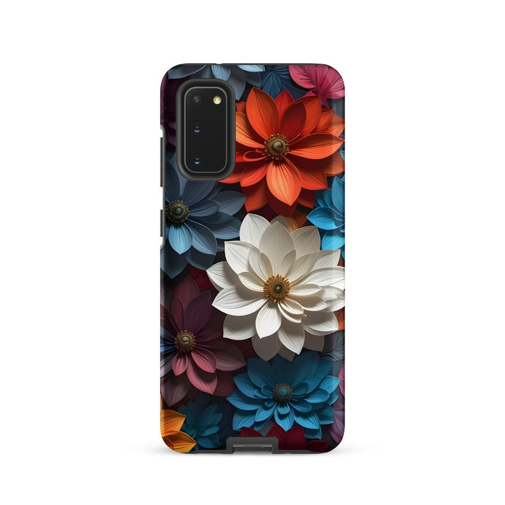Carcasa resistente para Samsung – Midnight Paper Blooms con diseño floral 3D - CeluMovil