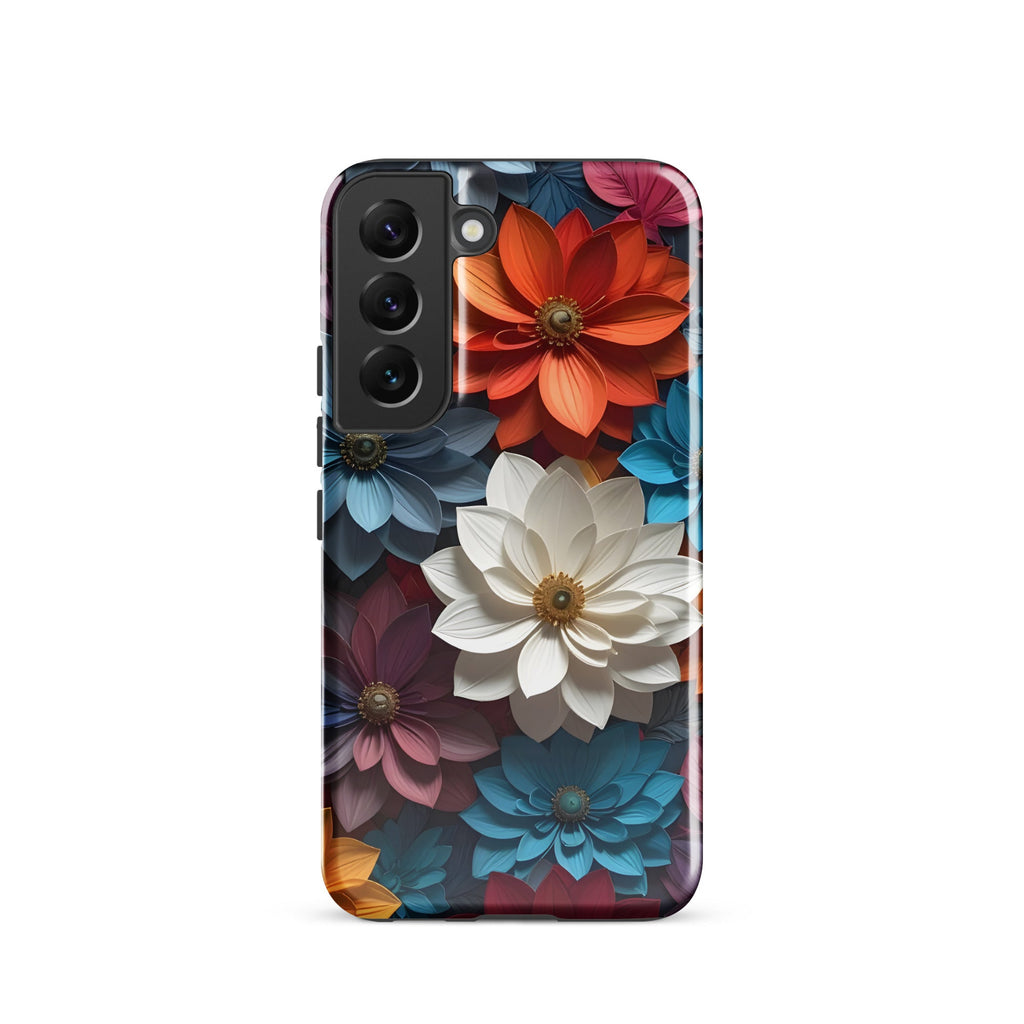 Carcasa resistente para Samsung – Midnight Paper Blooms con diseño floral 3D - CeluMovil
