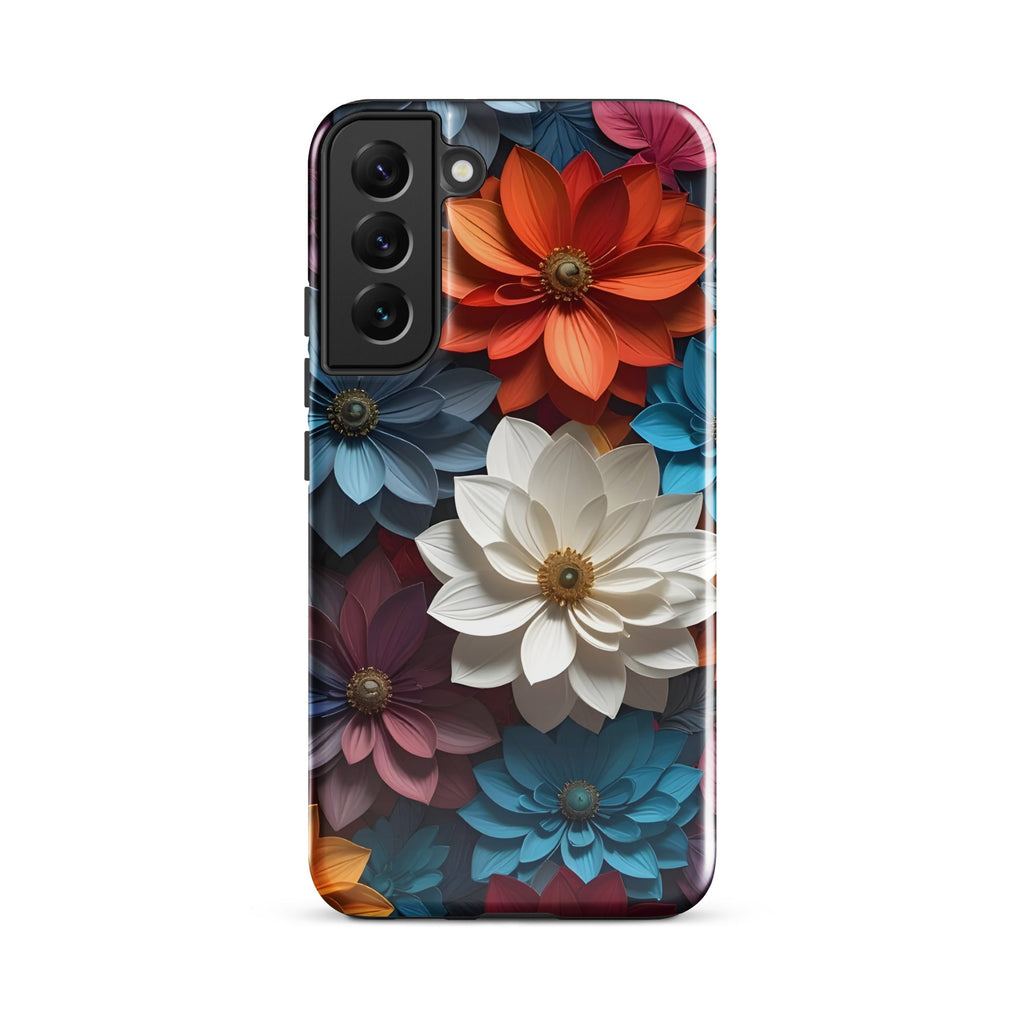 Carcasa resistente para Samsung – Midnight Paper Blooms con diseño floral 3D - CeluMovil