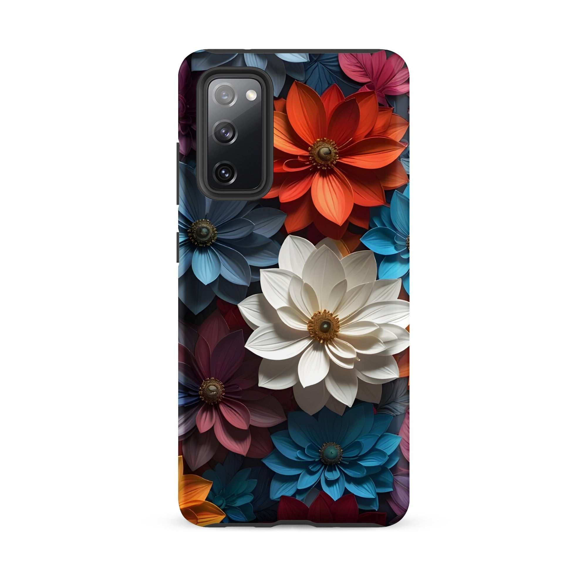 Carcasa resistente para Samsung – Midnight Paper Blooms con diseño floral 3D - CeluMovil