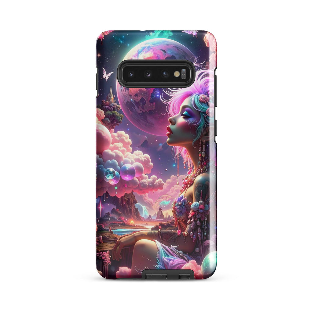 Carcasa resistente para Samsung – Soñadora iluminado por la luna, fantasía cósmica - CeluMovil