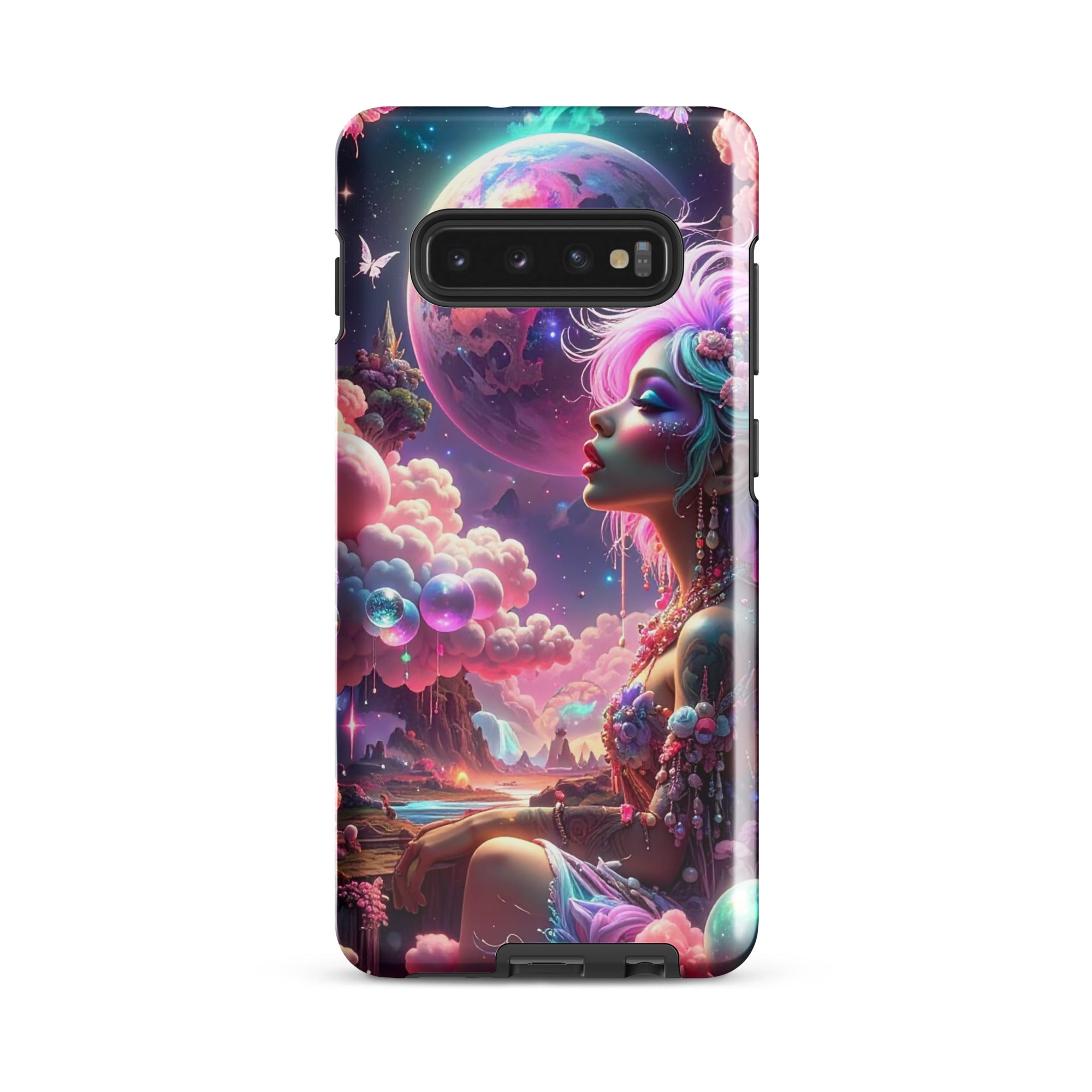 Carcasa resistente para Samsung – Soñadora iluminado por la luna, fantasía cósmica - CeluMovil