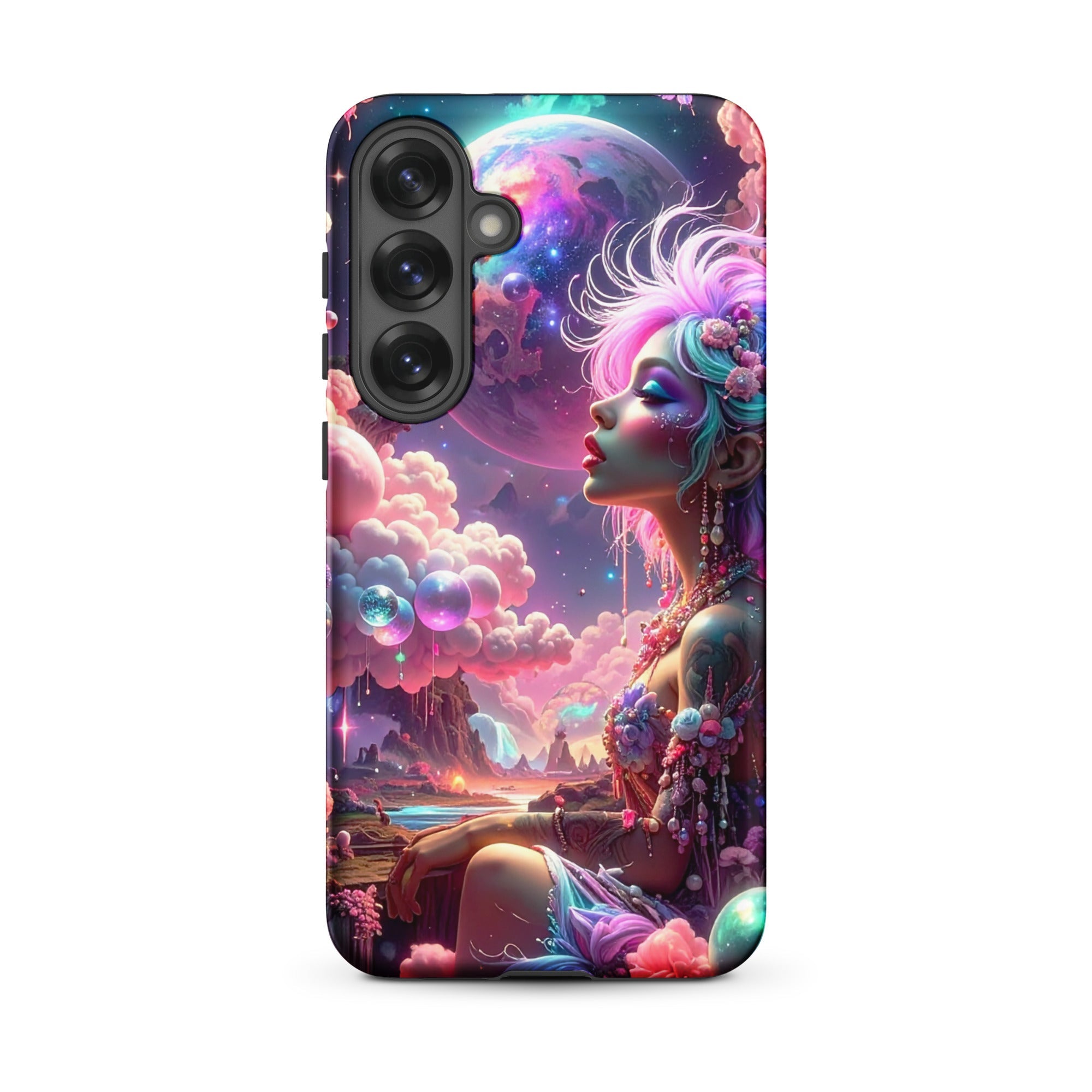 Carcasa resistente para Samsung – Soñadora iluminado por la luna, fantasía cósmica - CeluMovil