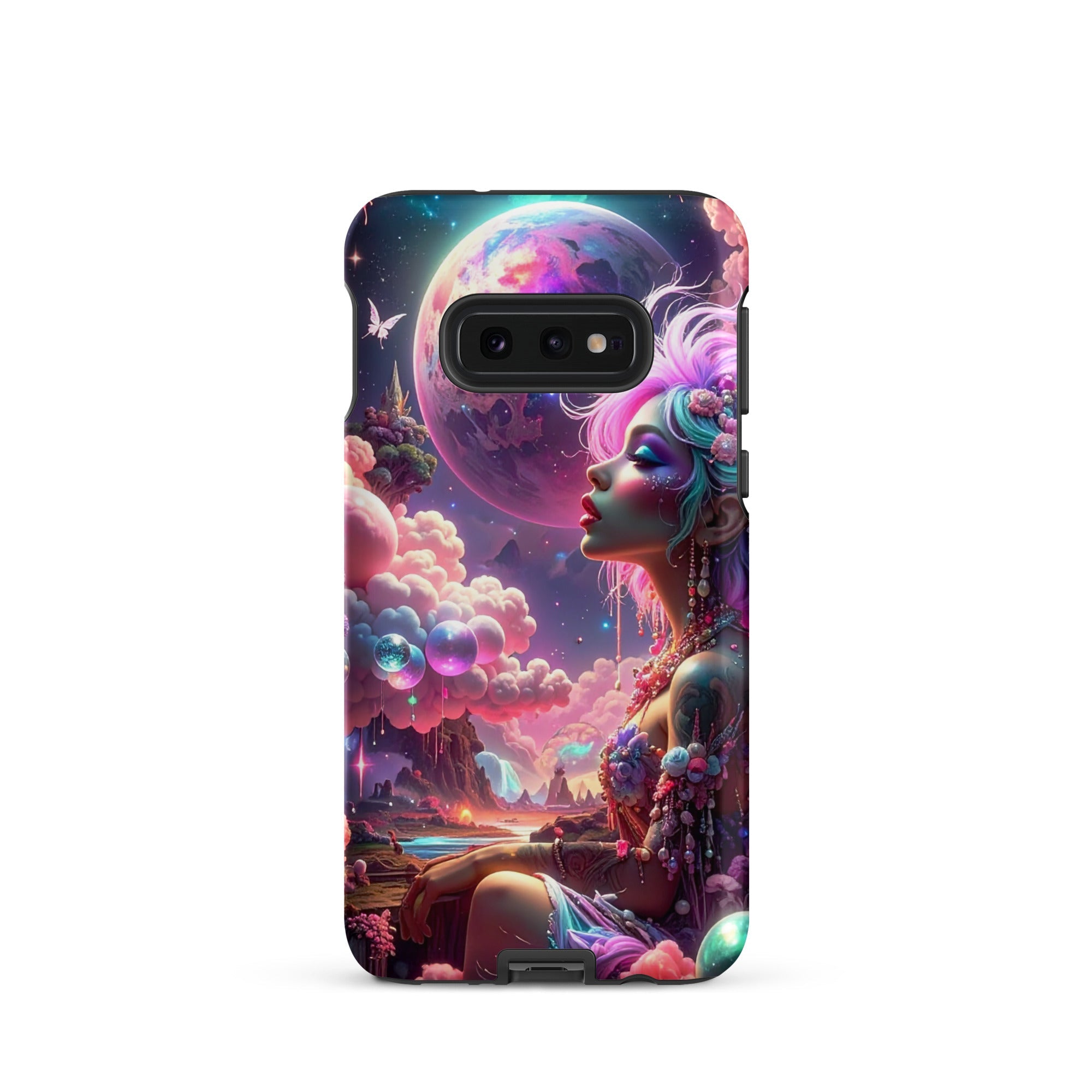 Carcasa resistente para Samsung – Soñadora iluminado por la luna, fantasía cósmica - CeluMovil