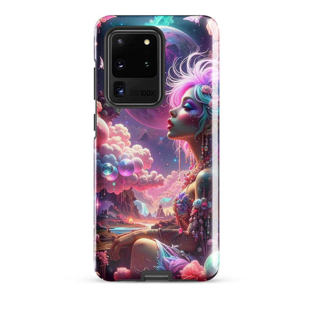 Carcasa resistente para Samsung – Soñadora iluminado por la luna, fantasía cósmica - CeluMovil