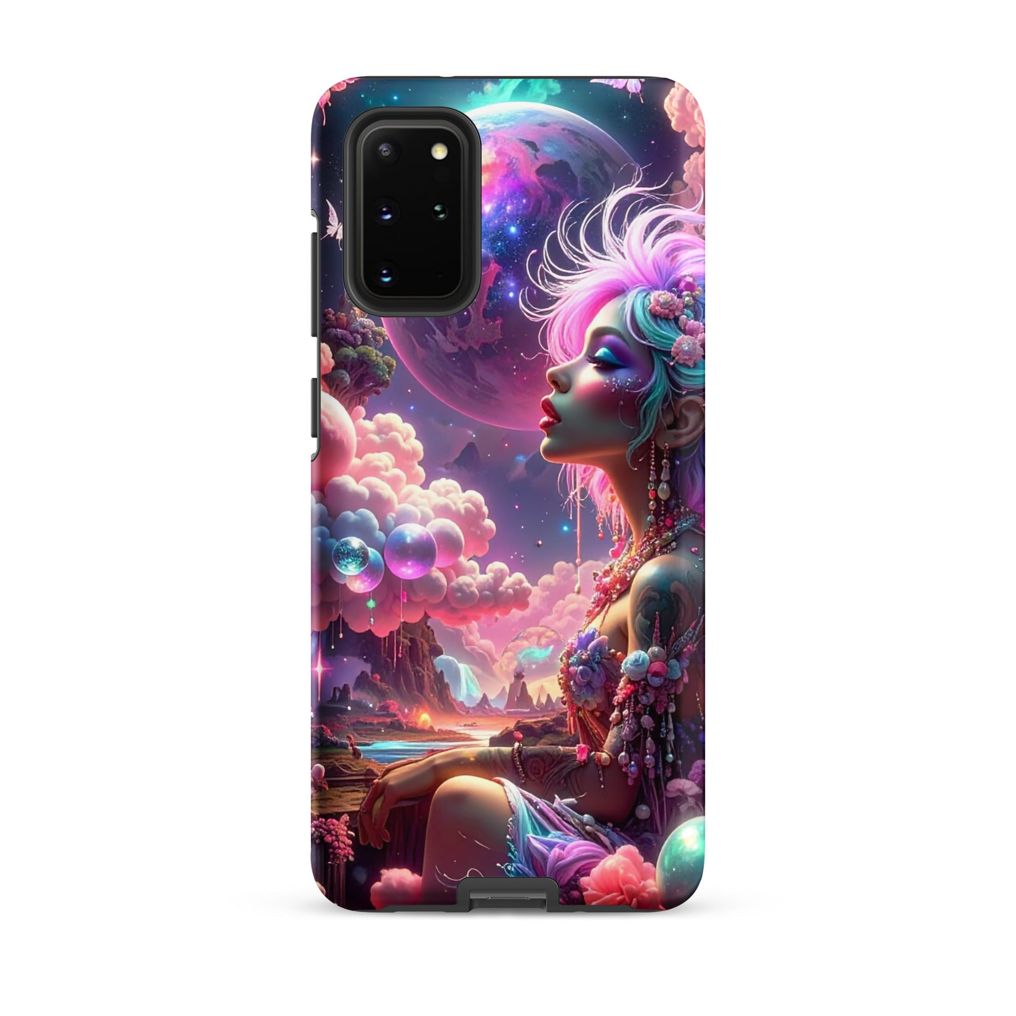 Carcasa resistente para Samsung – Soñadora iluminado por la luna, fantasía cósmica - CeluMovil