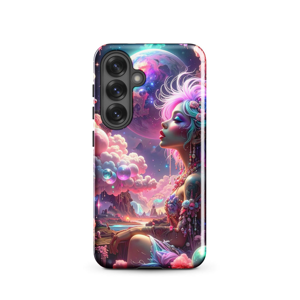 Carcasa resistente para Samsung – Soñadora iluminado por la luna, fantasía cósmica - CeluMovil