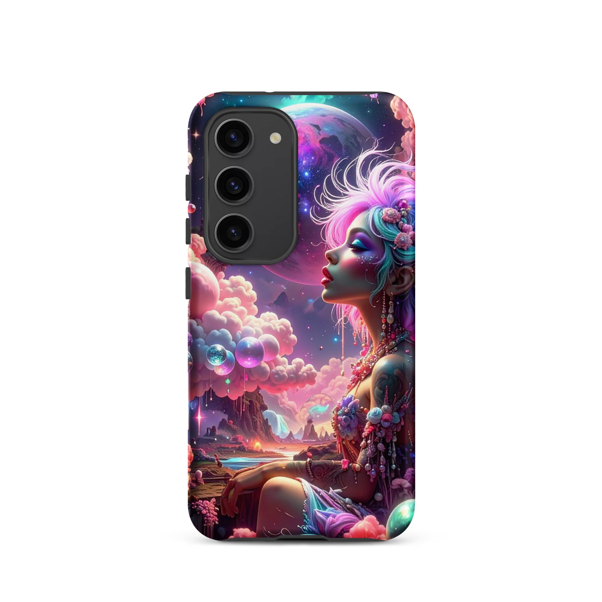 Carcasa resistente para Samsung – Soñadora iluminado por la luna, fantasía cósmica - CeluMovil