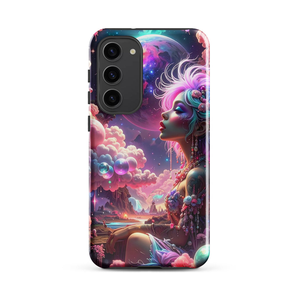 Carcasa resistente para Samsung – Soñadora iluminado por la luna, fantasía cósmica - CeluMovil