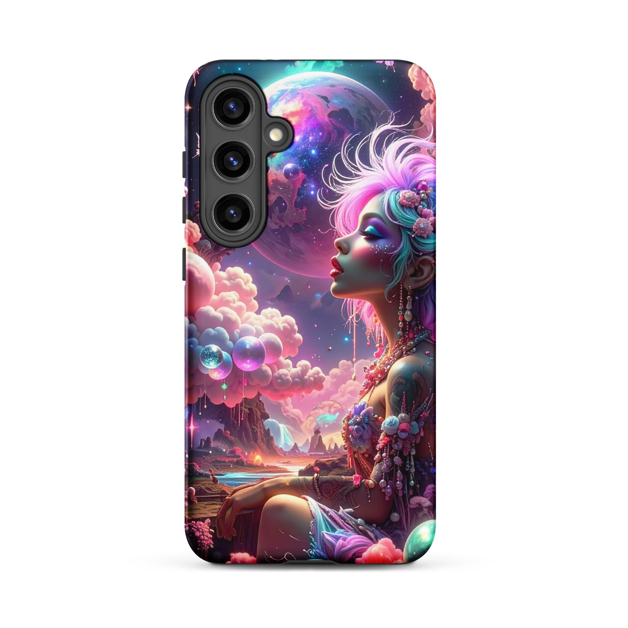 Carcasa resistente para Samsung – Soñadora iluminado por la luna, fantasía cósmica - CeluMovil