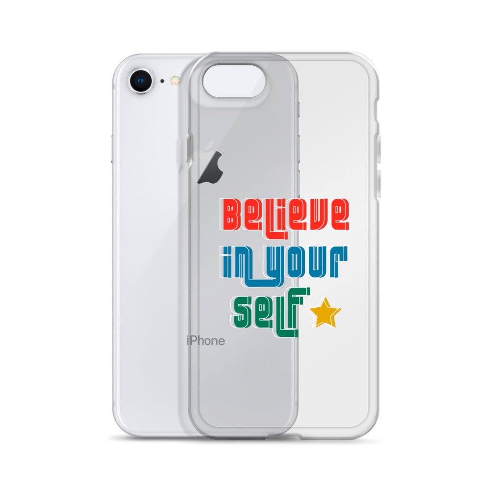 Carcasa transparente para iPhone - Frase Motivadora: Believe In Yourself - CeluMovil