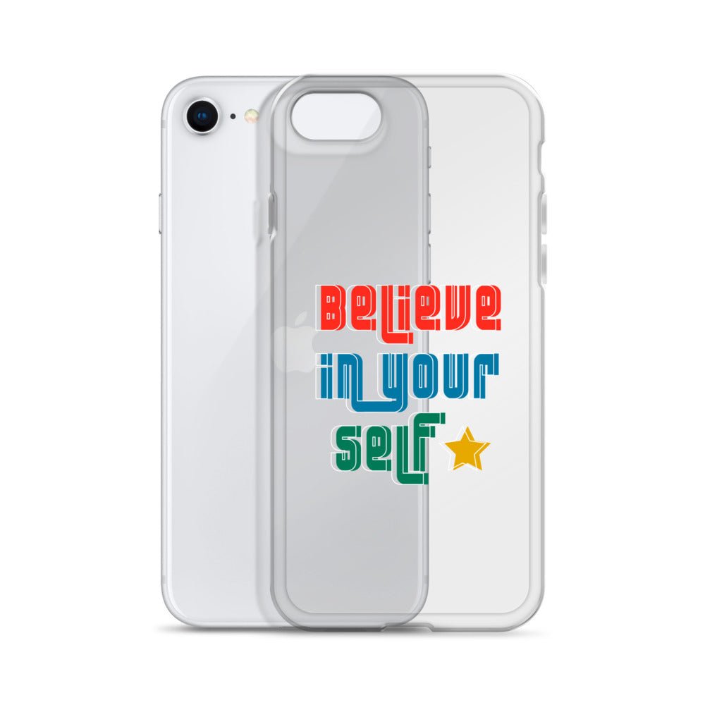 Carcasa transparente para iPhone - Frase Motivadora: Believe In Yourself - CeluMovil