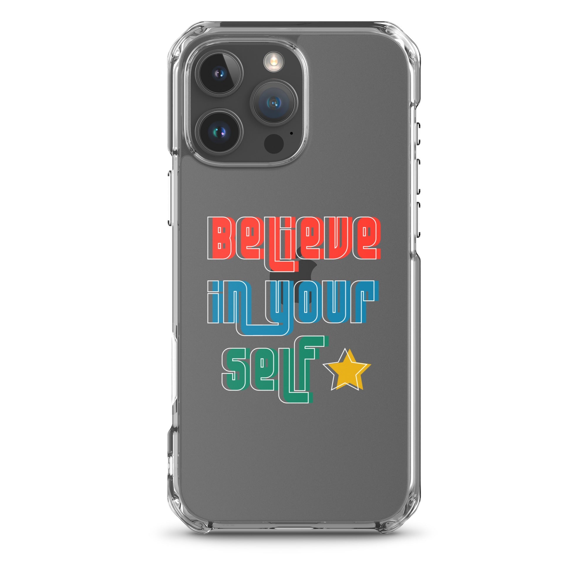 Carcasa transparente para iPhone - Frase Motivadora: Believe In Yourself - CeluMovil