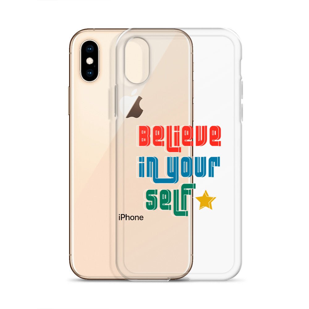 Carcasa transparente para iPhone - Frase Motivadora: Believe In Yourself - CeluMovil
