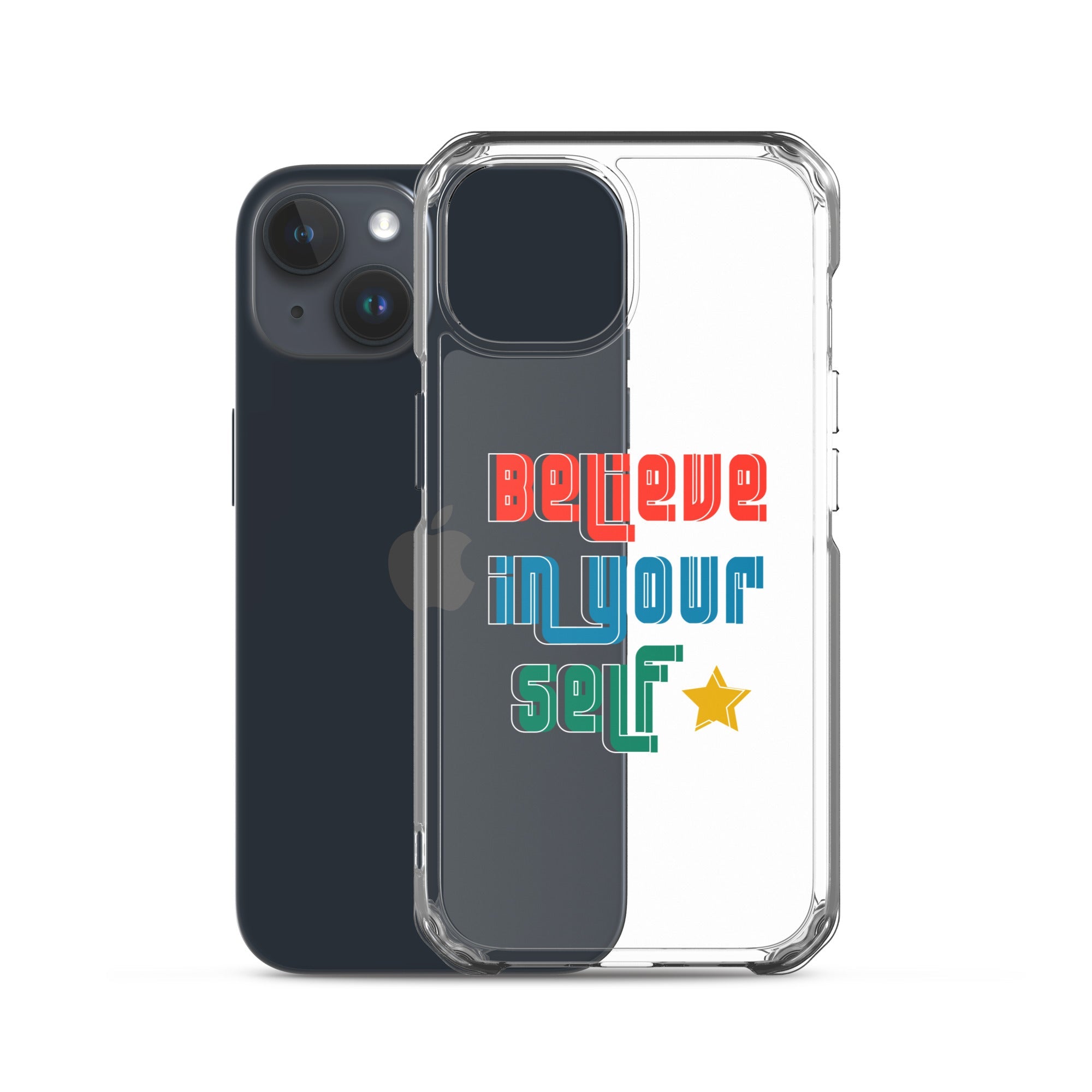 Carcasa transparente para iPhone - Frase Motivadora: Believe In Yourself - CeluMovil