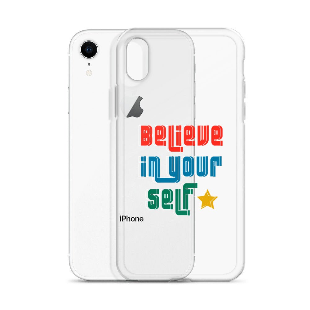 Carcasa transparente para iPhone - Frase Motivadora: Believe In Yourself - CeluMovil