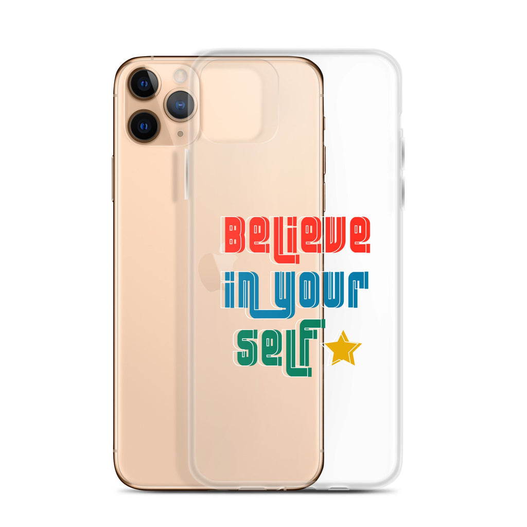 Carcasa transparente para iPhone - Frase Motivadora: Believe In Yourself - CeluMovil