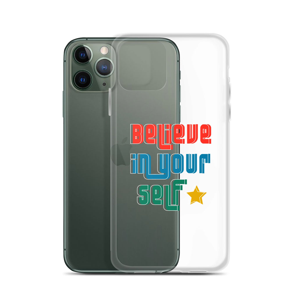 Carcasa transparente para iPhone - Frase Motivadora: Believe In Yourself - CeluMovil