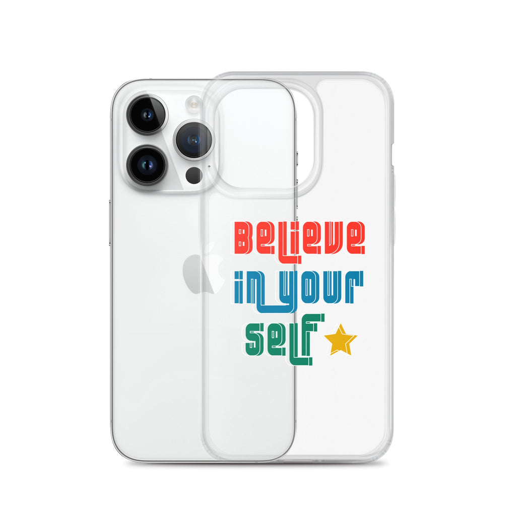 Carcasa transparente para iPhone - Frase Motivadora: Believe In Yourself - CeluMovil