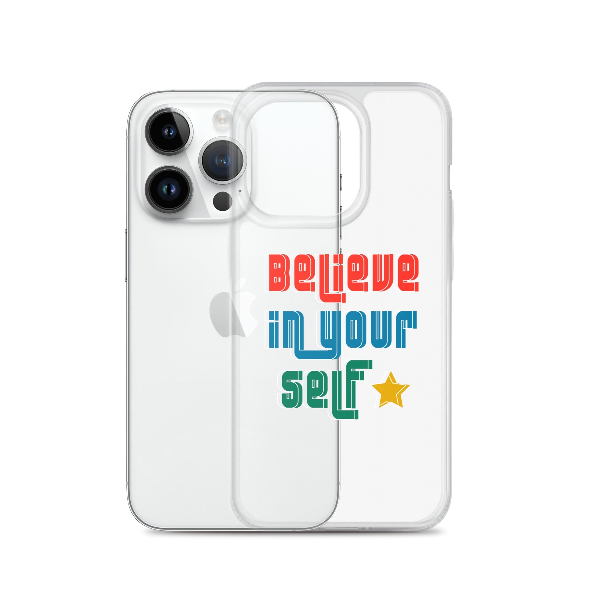 Carcasa transparente para iPhone - Frase Motivadora: Believe In Yourself - CeluMovil