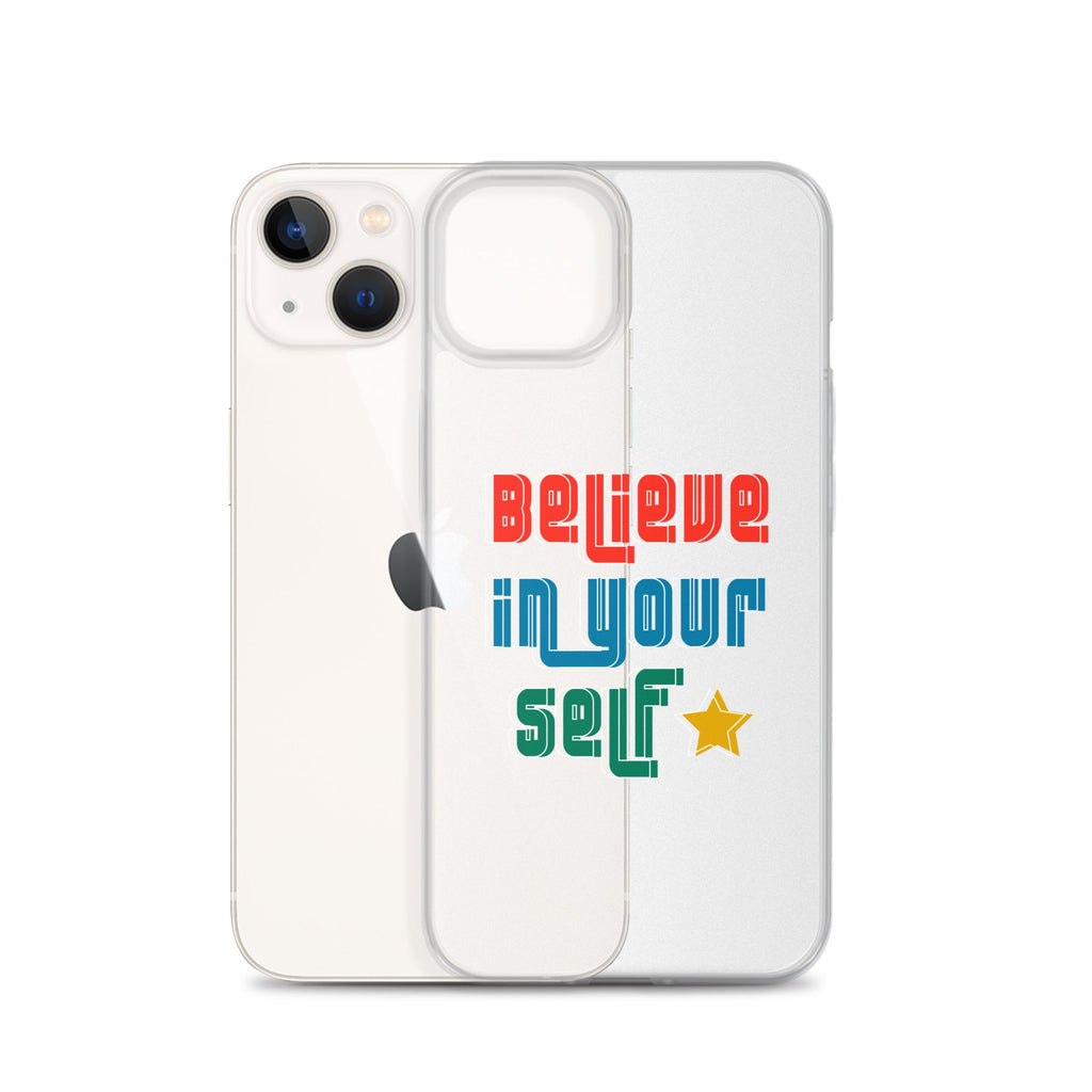 Carcasa transparente para iPhone - Frase Motivadora: Believe In Yourself - CeluMovil