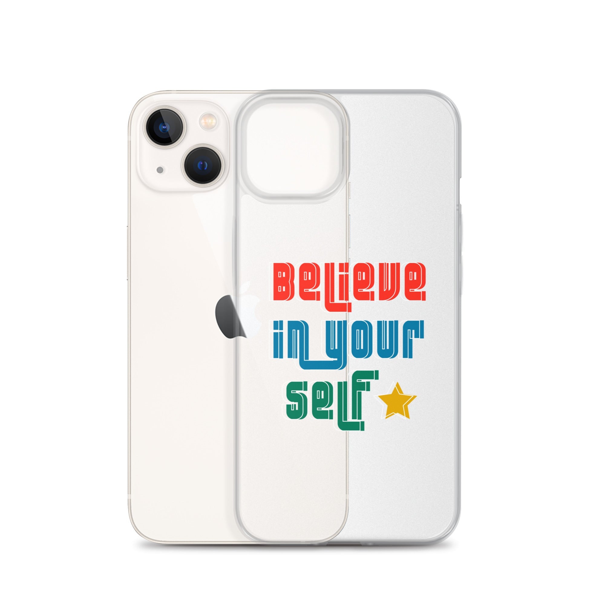 Carcasa transparente para iPhone - Frase Motivadora: Believe In Yourself - CeluMovil