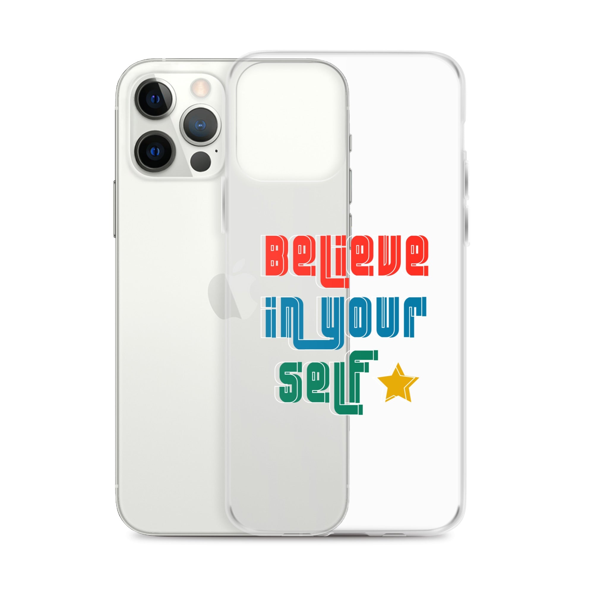 Carcasa transparente para iPhone - Frase Motivadora: Believe In Yourself - CeluMovil