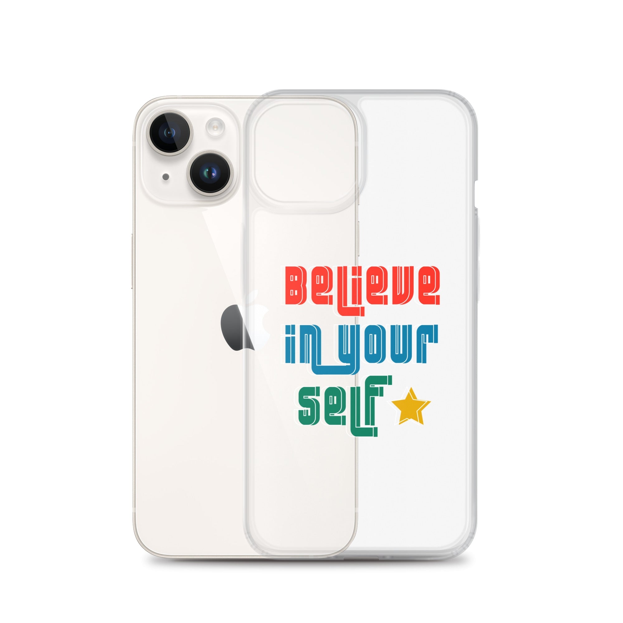 Carcasa transparente para iPhone - Frase Motivadora: Believe In Yourself - CeluMovil
